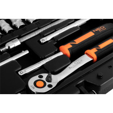 Набір інструментів Neo Tools, набір торцевих головок, 46шт, 1/4", CrV, кейс