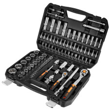 Набір інструментів Neo Tools, набір торцевих головок, 86шт, 1/2", 1/4", CrV, кейс