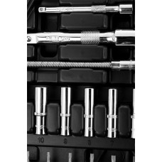 Набір інструментів Neo Tools, набір торцевих головок, 94шт, 1/2", 1/4", CrV, кейс
