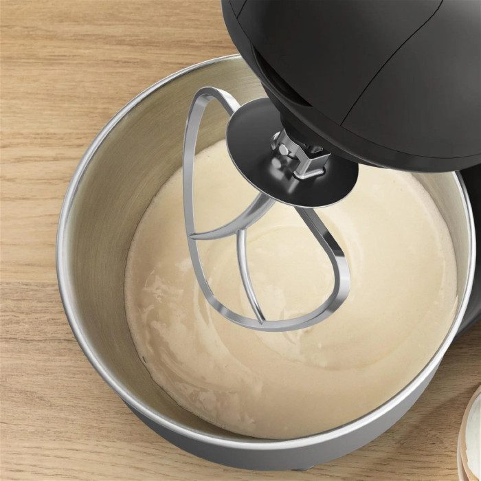 Кухонна машина Tefal Bake Essential 800Вт, чаша-метал, корпус-метал/пластик, насадок-4, чорний
