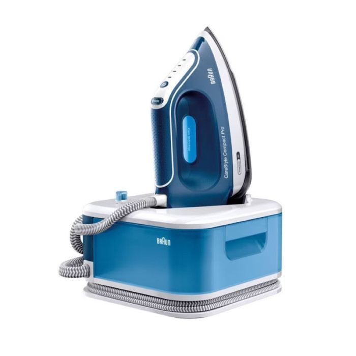 Прасувальна система Braun CareStyle Compact Prot, 2400Вт, 1500мл, паровий удар -430гр, нерж. сталь, біло-синій
