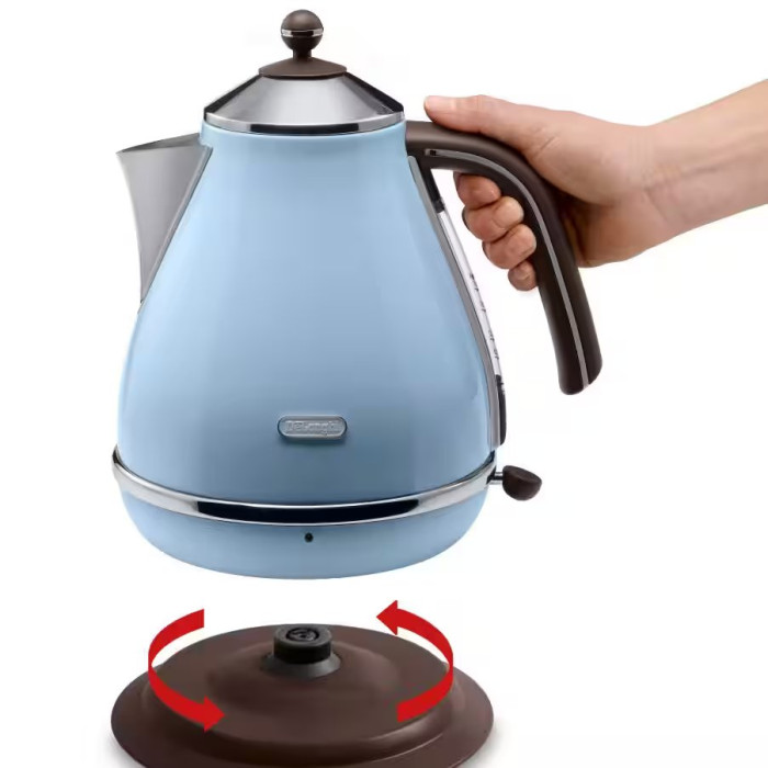 Електрочайник DeLonghi Icona Vintage, 1.7л, нержавіюча сталь, блакитний