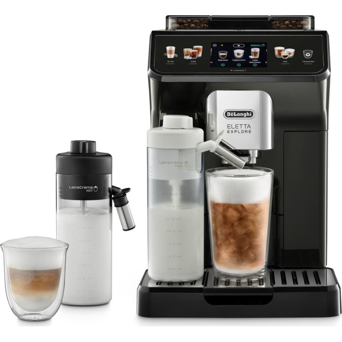 Кавомашина Delonghi Eletta Explore, 1.8л, зерно+мелена, автомат.капуч, авторецептів -50, чорний