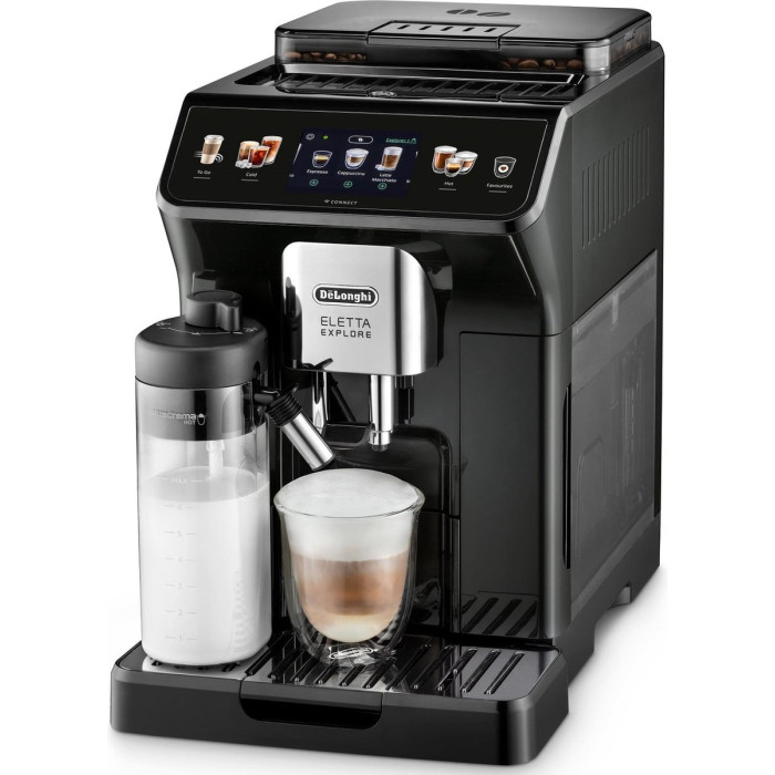 Кавомашина Delonghi Eletta Explore, 1.8л, зерно+мелена, автомат.капуч, авторецептів -50, чорний