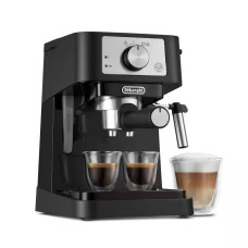 Кавоварка Delonghi ріжкова, 1л, мелена, ручний капуч, чорно-срібний