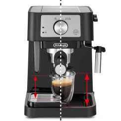 Кавоварка Delonghi ріжкова, 1л, мелена, ручний капуч, чорно-срібний
