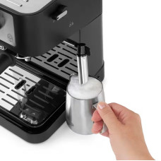 Кавоварка Delonghi ріжкова, 1л, мелена, ручний капуч, чорно-срібний