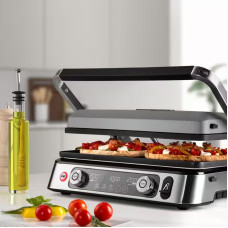 Гриль Delonghi  прижимний MultiGrill 2200Вт, темп. режимів-3, з`ємні пластини, терощуп, метал