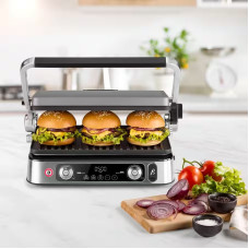 Гриль Delonghi  прижимний MultiGrill 2200Вт, темп. режимів-3, з`ємні пластини, терощуп, метал