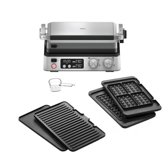 Гриль Braun  прижимний MultiGrill 7 CG 2000Вт, темп. режимів-3, з`ємні пластини+ пластини для вафель, метал
