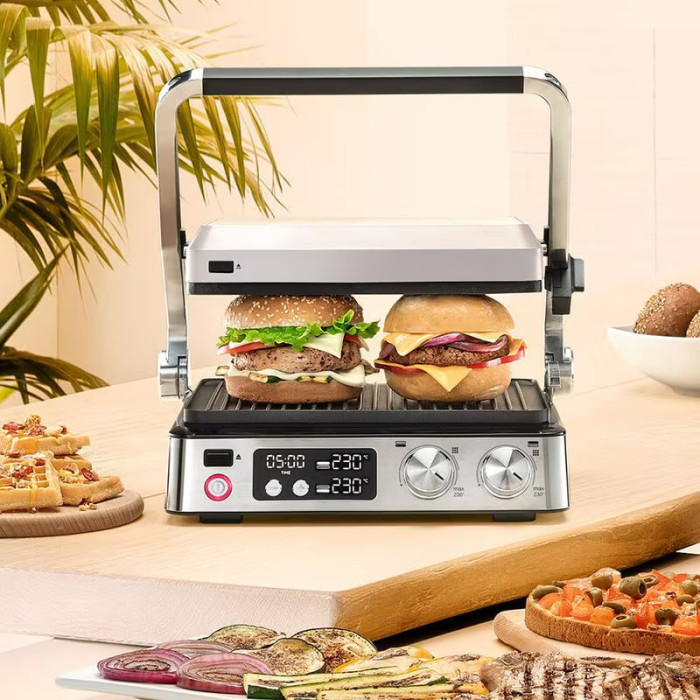 Гриль Braun  прижимний MultiGrill 7 CG 2000Вт, темп. режимів-3, з`ємні пластини+ пластини для вафель, метал