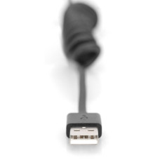Кабель DIGITUS USB-C > USB-A заряджання/синхронізації, Type-C, спіральний, 1м, чорний