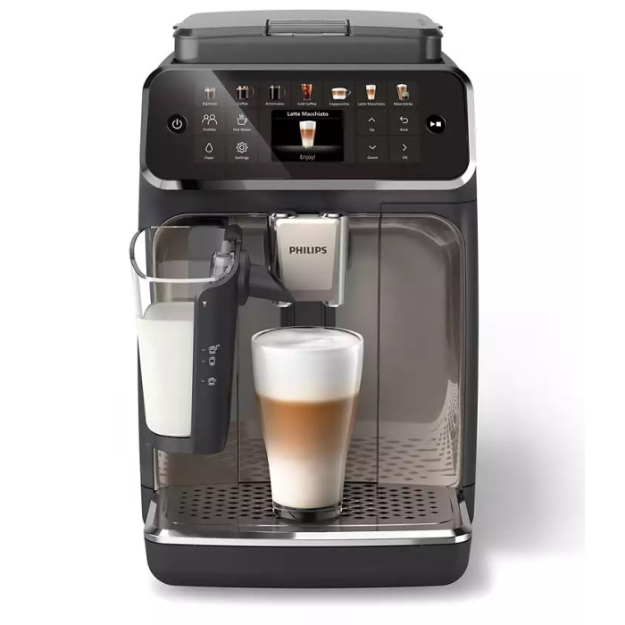 Кавомашина Philips Series 4400 LatteGo, 1.8л, зерно+мелена, автомат.капуч, дисплей, авторецептів -12, чорний