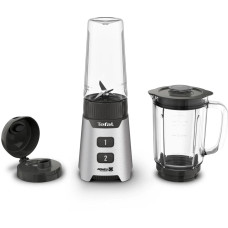 Блендер Tefal стаціонарний Minimix Glass 400Вт, чаша-700мл, ємність для смузі to go, скло, сірий