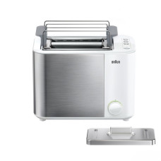 Тостер  Braun IDCollection 1000Вт, пластик+ метал, підігрів, підсвітка кнопок, білий+нерж