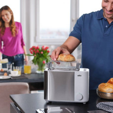 Тостер  Braun IDCollection 1000Вт, пластик+ метал, підігрів, підсвітка кнопок, білий+нерж