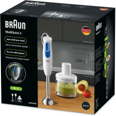 Блендер Braun заглибний, 600Вт, чаша-600мл, вінчик, міні-подріб., біло-синій