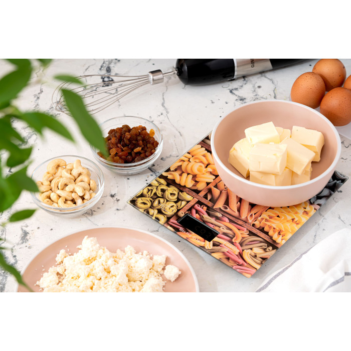Ваги Ardesto кухонні Pasta, 5кг, AAAx2 в комплекті, скло, багатокольоровий