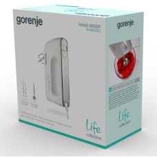 Міксер Gorenje ручний 550Вт, насадки-4 вінчика + блендер, турборежим, білий