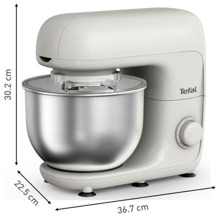 Міксер Tefal планетарний Bake Essential 800Вт, насадки-3, чаша-нерж., метал, 4.8л, білий