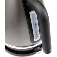 Електрочайник DeLonghi Distinta Titanium, 1.7л, Strix, метал, сірий