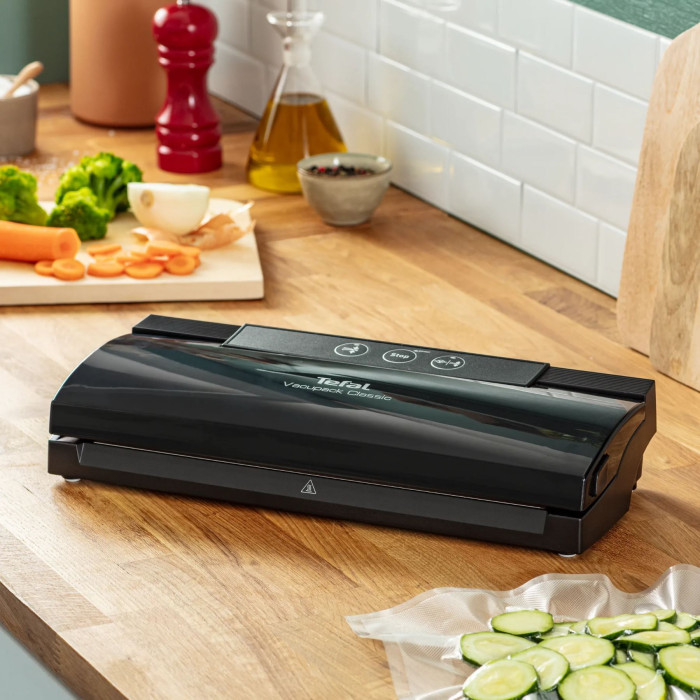 Вакууматор Tefal Classic для пакетів, 35см, електронне керування, +18 пакетів,, пластик, чорний