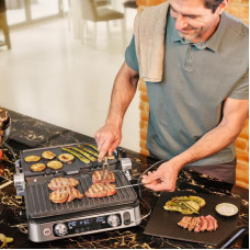 Гриль Braun прижимний MultiGrill 9 Pro, 2200Вт, темп. режимів-6, розкриття на 180°, метал, пластик, металік
