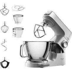 Кухонна машина Kenwood Titanium Chef Baker, 1200Вт, чаша-метал, корпус-метал, насадок-3, вбудовані ваги, дисплей, срібний