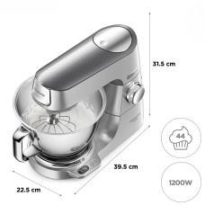 Кухонна машина Kenwood Titanium Chef Baker, 1200Вт, чаша-метал, корпус-метал, насадок-3, вбудовані ваги, дисплей, срібний