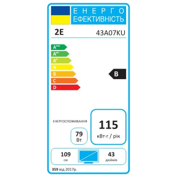 Телевізор 43" 2E LED 4K 60Hz Smart Google TV Black