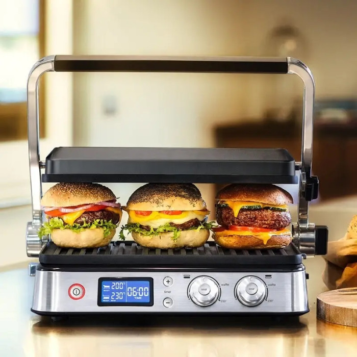 Гриль Braun  прижимний MultiGrill 9 CG 2000Вт, темп. режимів-3, з`ємні пластини, метал