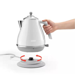 Електрочайник DeLonghi Icona Capitals , 1.7л, нержавіюча сталь, білий