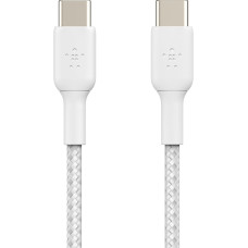 Кабель USB-C > USB-C заряджання/синхронізації Belkin 2м, 60Вт, Type-C, плетений, білий