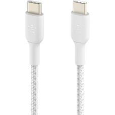Кабель USB-C > USB-C заряджання/синхронізації Belkin 2м, 60Вт, Type-C, плетений, білий
