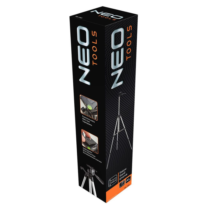 Штатив Neo Tools, 1.5м, 1/4", алюмінієвий, швидкознімне з'єднання, капсула для вирівнювання