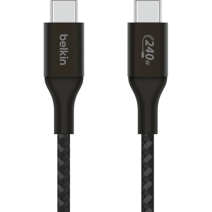 Кабель USB-C > USB-C заряджання/синхронізації Belkin 1м, 240Вт, Type-C, плетений, чорний