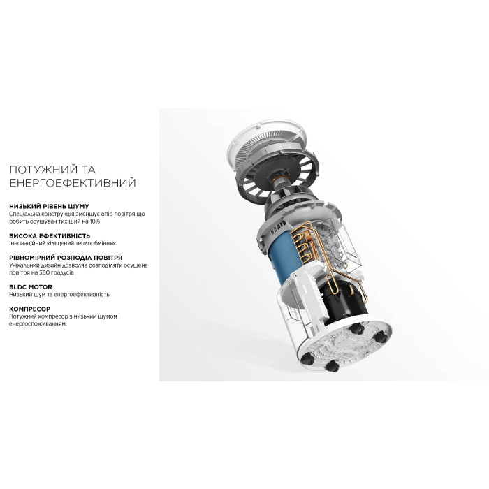 Осушувач повітря Cooper&Hunter CH-D014WDC-30LDWF, 30л.на добу, 42м.кв  , 185м3/год, 505Вт, дисплей, ел.кер-ня, сушка X-fan, Wi-Fi, таймер. , білий