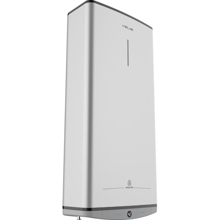Водонагрівач електр. Ariston плаский слім VELIS TECH 50 EU, 50л, 2*1,5кВт, ун. монтаж, електр. кер-ння, B, Італія, Сірий