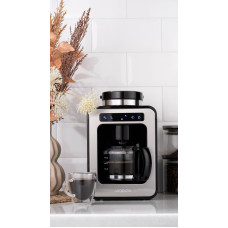 Кавоварка Ardesto крапельна 0.5л, зерно + мелена, дисплей, сріблясто-чорний