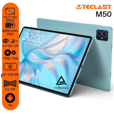Планшет Teclast M50 10.1" 6ГБ, 128ГБ, LTE, 6000мА•год, Android, блакитний