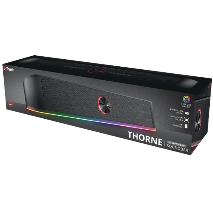 Акустична система Trust GXT 619 Thorne Саундбар, USB/AUX,  RGB, чорний