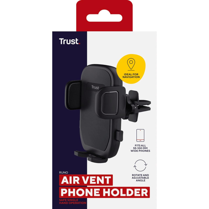 Автомобільний тримач смартфона Trust Runo airvent 4-7", чорний