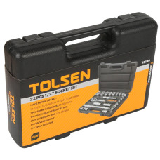Набір інструментів Tolsen, набір торцевих головок 1/2", 22шт, CrV