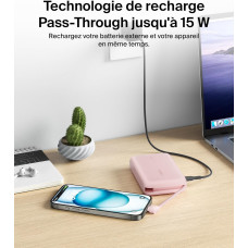 Акумулятор портативний літій-іонний Power Bank Belkin 10000мА·год, 20Вт, з інтегрованим кабелем USB-C, рожевий
