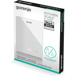 Ваги Gorenje кухонні, 10кг, AAAx3 в комплекті, дисплей, скло, білий