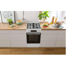 Плита Gorenje комбінована, 70л, 50x60см, дисплей, чавун, білий