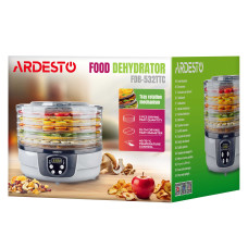 Сушарка для продуктів  Ardesto FDB-532TTC, 250Вт, піддонів -5x3см, діаметр-32см, макс-70°С, таймер, електр. управління, пластик , білий