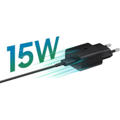 Зарядний пристрій мережевий Samsung 15Вт USB-С, кабель USB-C > USB-C, 1м, чорний