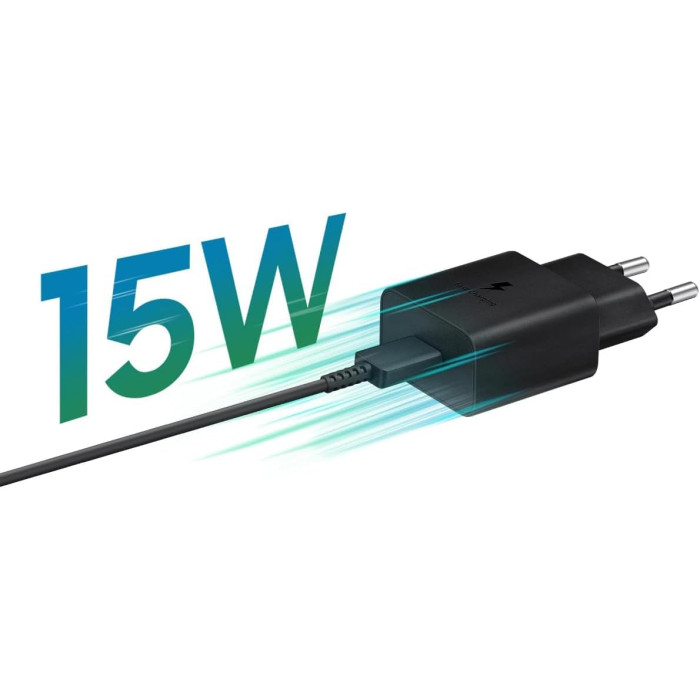 Зарядний пристрій мережевий Samsung 15Вт USB-С, кабель USB-C > USB-C, 1м, чорний