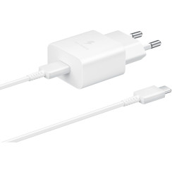Зарядний пристрій мережевий Samsung 15Вт USB-С, кабель USB-C > USB-C, 1м, білий